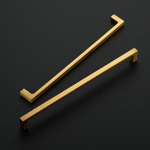 Image of Ravinte Brushed Brass Solid Pulls Cabinet Handles 10 Inch 30 Pack | Solid Zinc, Slim Design, Mounting Screws Included, Kitchen Cabinet Hardware, For Cupboards, Dressers, Drawers