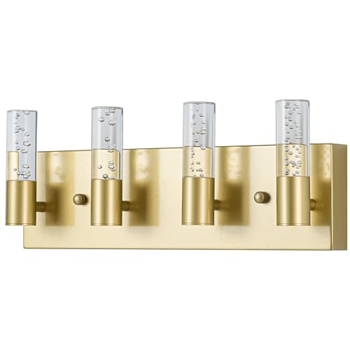 Image of Bathroom Vanity Light Fixtures Over Mirror Brushed Golden Finish Coating, 4 Light Vanity Lights, Wall Sconces Fixture Vanity Lighting for Bathroom