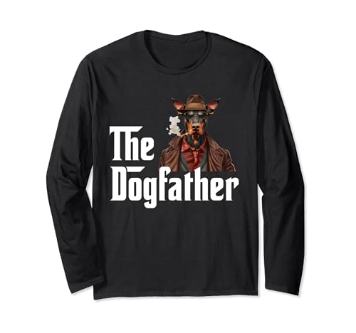 Funny Doberman Dog Dad Design - The Dogfather Maglia a Manica