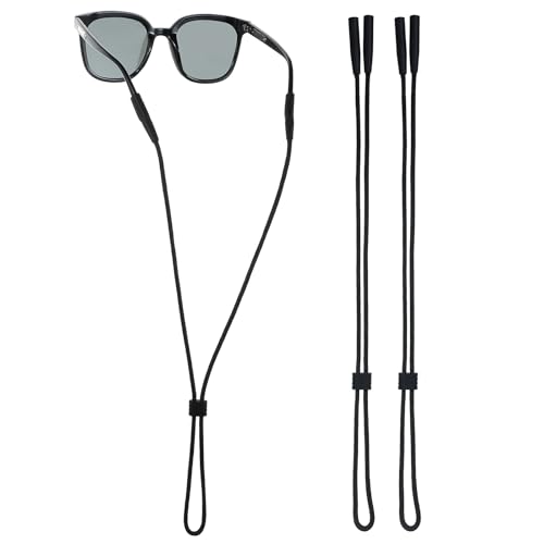 oruola 2pcs Glasses Straps for Men Glasses Neck Strap String for Glasses Eye Glasses Straps for Women Kids Anti Slip Eyewear Retainer Adjustable Sports Glasses Strap for Outdoor(Black)