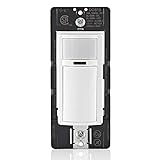 Leviton Decora Occupancy Motion Sensor in-Wall Switch, Auto-On or Manual-On, 15A, Single Pole, Multi-Way or Multi-Sensor, DOS15-1LZ, White with Ivory, Light Almond Faceplates