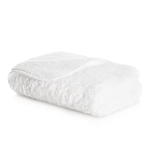 Graccioza Long Double Loop Towels Hand Towel (18'' X 30", White), 100% Egyptian Cotton 700 Gsm - Elegant, Soft Body And Face Towel Bath Linens Made In Portugal #TOP23