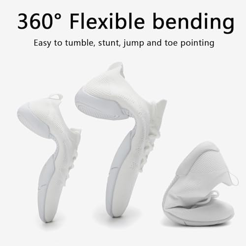 Girls Cheer Shoes Toddler White Cheerleading Shoes Lightweight Non-Slip for Cheer Competitions, Practice, Dance, Gymnastics Size Kids/Little Kid 13.5 to Women 103