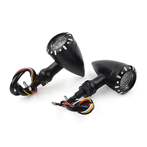 CNxinn10 Motorcycle 12V LED Turn Signal Light Lamps Black Indicator Blinker Tail Brake Light 2Pcs For All Motorcycles/Motorbikes with 10mm Holes Fairing