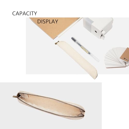 Image of Canvas Pencil Case Cartucheras De Maquillaje Pure Color Simple Mini (Beige, S)