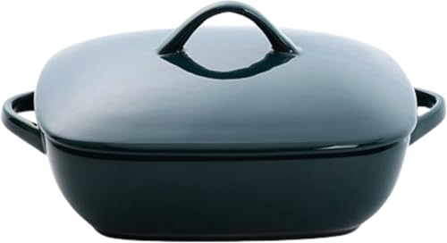 ぐらたんざら 皿 グラタン皿 大皿 スカンジナビアンスタイル 蓋付きセラミックグラタン皿 大サイズ 耐熱性 多機能ディッシュ パスタ チーズベーキング オーブン 電子レンジ 食洗機対応 家庭用皿 (グリーン,四角)