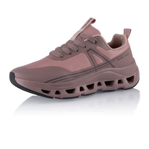 Fusskleidung Damen Herren Laufschuhe Leichte Running Sneaker mit atmungsaktivem Mesh-Obermaterial Dämpfende Komfortsohle Lila Rosa EU 40