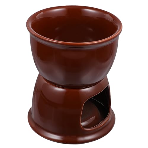 Holibanna Fondue de Chocolate y Queso con Olla Cerámica Resistente Altas Temperaturas para Derretir y Tapas Casa Diseño Robusto y Duradero Color Marrón