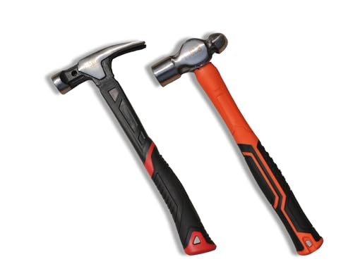 2-Piece Hammer Set, TPR Ball Peen 32 oz and Straight Claw 26 oz Hammers, Black
