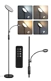 Allesin Stehlampe dimmbar, 27W Deckenfluter mit 7W Leselampe, stufenlos dimmbar und 4 Farbtemperatur einstellbar, Moderne Standleuchte mit Fernbedienung & Touch-Steuerung, für Wohnzimmer Schlafzimmer