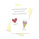 Arsagen Heart Ice Cream Pun Greeting Card, Cute Valentines Day Card for Husband Wife, Sweet Valentines Card For Boyfriend Girlfriend, You Have My Heart