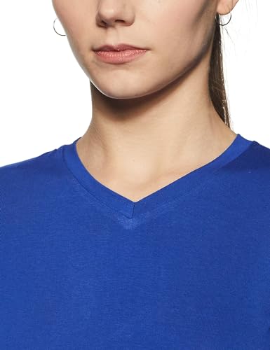 Image of Miss Chase Women's Maroon Super Soft V-Neck Short Sleeves Cotton Solid Regular Fit T-Shirt