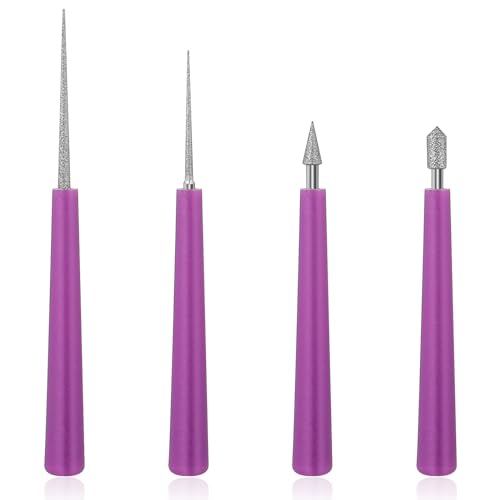 4Pcs Diamond Tipped Bead Reamer for Jewelry Making Beading Hole Enlarger Tool for Glass Plastic Metal Wood Beads, Remove Burrs, Enlarge Holes