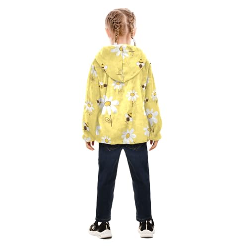 OTVEE Daisy Flower Bees Yellow Kids Hoodie Jacket Fall Spring Full Zip Warm Outwear Coat4