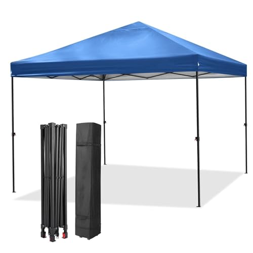 Image of Hoteel Canopy Tent 10x10 Pop up Canopy, Easy Setup Canopy Heavy Duty Gazebo Without Sidewalls Waterproof & UPF 50+, Portable Bag, 3 Height Adjustable & 4 Sand Bags, Blue (Upgraded Hexagonal Frame)