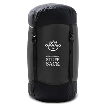 OMVMO Saco de dormir, saco de compressão resistente à água, 11L/18L/30L/45L/52L, saco de armazenamento de nylon ultra leve, preto/amarelo/laranja/azul escuro/verde escuro/azul celeste (preto, M/19L)