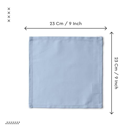 Image of Encasa XO Dining Cocktail Napkins 12 pcs (1 Dozen) Set of Large 23x23 cm (9 inchx9 inch) - B Grey - Absorbent Heavy Cotton Party Fabric Machine Washable for Home Restaurant Banquet & Hotel