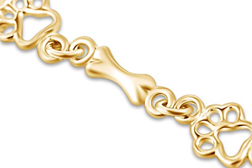 Charm Dog Paw And Bone Bracelet for Men & Womens in 14k Gold Over Sterling Silver Bangle Bracelet2