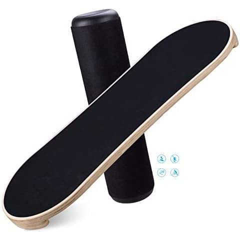 Surf Balance Board Holz/Balance Skateboard inkl. Rolle | Koordinationstraining für Surfbrett, Surfboard, Skateboard, Sport Balance Board, Kraft- & Gleichgewichtstrainer Indoor & Outdoor Cover