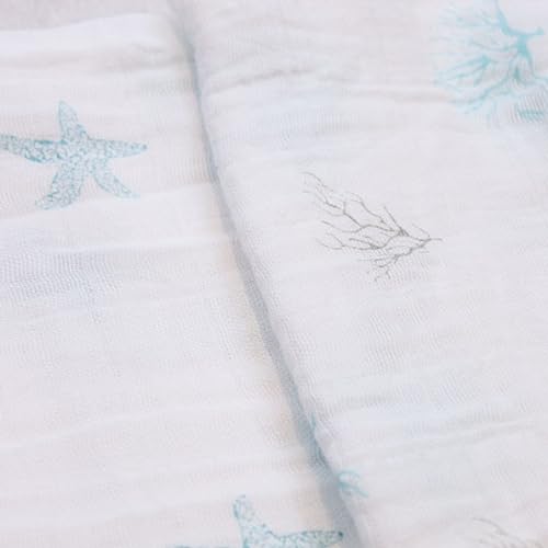 Petite Piccolo Baby Muslin Cloths, for Baby Muslin Squares, 100% Cotton, Burp Cloths, Soft and Absorbent, Starfish Design - Image 2