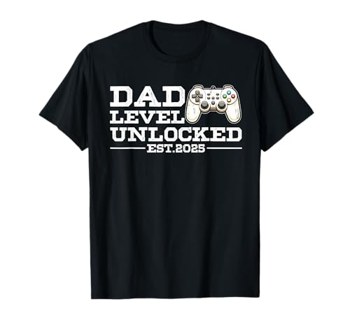 Funny New Dad Level Unlocked 2025 Video Game Dia do Pai t-shirt