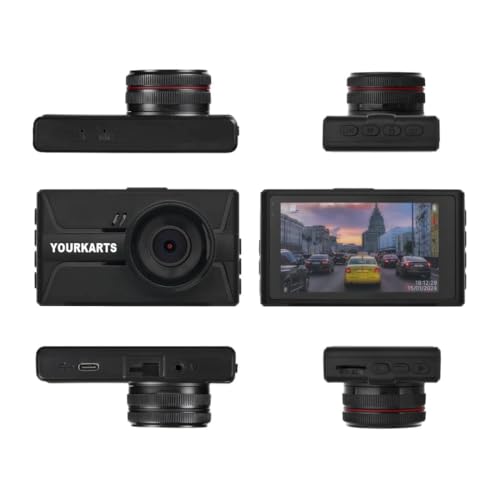Image of YOURKARTS.COM T968 Pro Dash Cam | Camera - Full HD 1080P + 720P Front & Rear Camera with 3-Inch IPS Display, G-Sensor, USB-A to Type-C Cable 3m and Night Vision-18 Months Warranty
