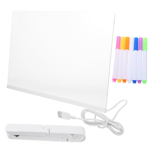 Tableau mémo en acrylique LED Operitacx avec feutre effaçable pour note et rappel de bureau
