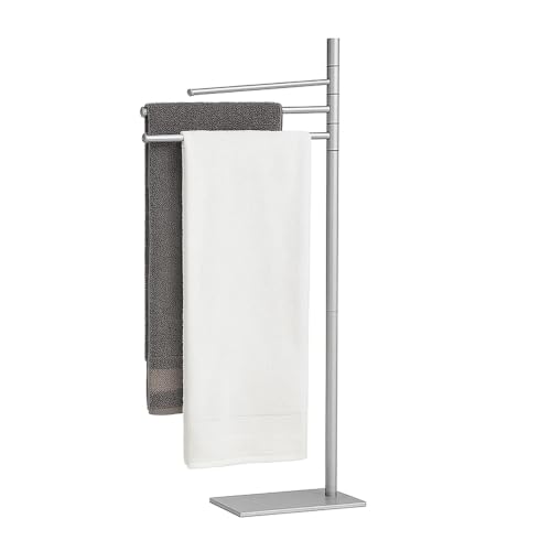 Relaxdays Porte-Serviettes Non Fixe, 3 Barres Mobiles, H x L x P : 83 x 33,5 x 14 cm, pour la Salle de Bain, argenté