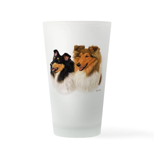 CafePress Double Rough Collie Pint Glass, 16 oz. Drinking Glass