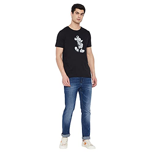 Image of Mickey Mouse Family by Wear Your Mind Men's Regular Fit Round Neck Short Sleeves Knitted T-Shirt