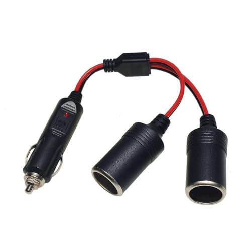 Car Cigarette Lighter Y Splitter Adapter 1 in 2 out DC12V -24V Extension Wire