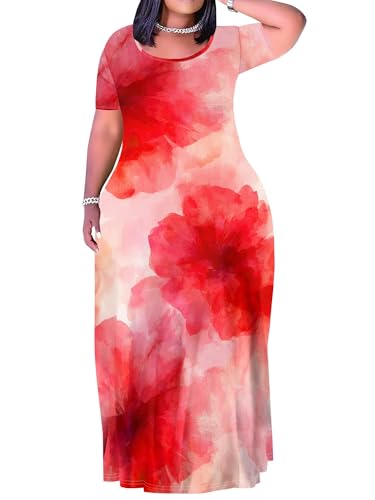 Image of Plus Size Maxi Dresses for Curvy Women T-Shirt Summer Sun Dresses Loose Fit