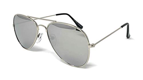 WebDeals Retro - Children's Size Metal Aviator Sunglasses (A#1 Silver Frame, Silver Mirror)