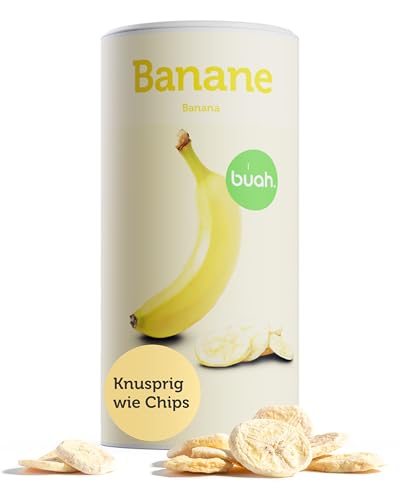 BUAH® Gefriergetrocknete Bio Bananen | Bananen Chips Als Snack Oder Für Smoothies | Idealer Süßigkeiten Ersatz | Vegan & ohne Zuckerzusatz | 210g