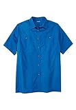 KingSize Men's Big & Tall Solid Wrinkle-Resistant Short Sleeve Button Down - 8XL, Royal Blue