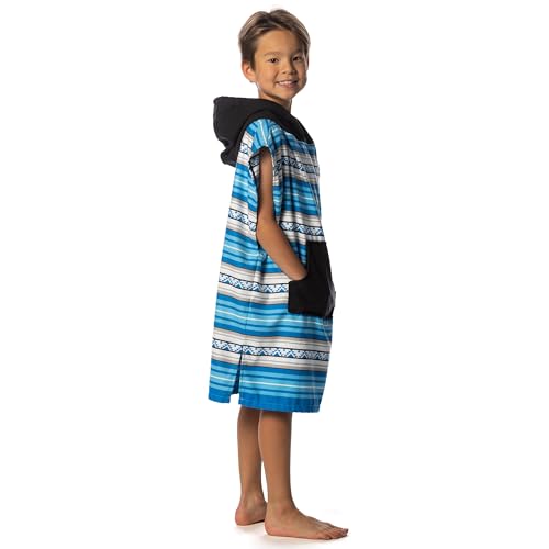 Image of Flow Changing Poncho for Kids - Microfiber Hooded Swim Towel Poncho for Boys & Girls, Perfect for Beach, Pool, or Swim - Quick Dry, Absorbent, Light Weight, and Easy to Pack (Laguna Blue, Small)