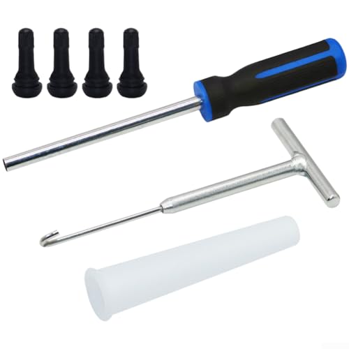 Floweringbeter Juego de 7 herramientas de vástago de válvula de neumático con tirador de mango en T para coches, camiones, caravanas, motocicletas y neumáticos todoterreno (D)