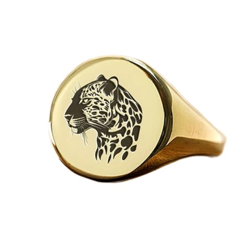 Bague jaguar ronde en argent 925 doré à l'or fin et finitions vintage fait main