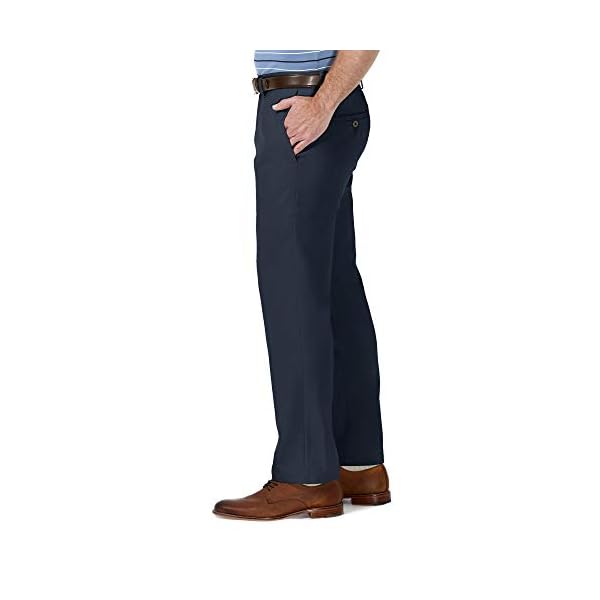 Haggar Men's Cool 18 Pro Straight Fit Flat Front Superflex Waistband Pant, Navy, 38Wx34L - Image 3