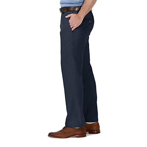 Haggar Men's Cool 18 Pro Straight Fit Flat Front Superflex Waistband Pant, Navy, 38Wx34L - Image 3