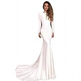 Photo Gallery efvbn abito da sposa a maniche lunghe, abito da sposa semplice e minimalista con una grande coda coda di pesce, bianco, 26w Photo Gallery efvbn abito da sposa a maniche lunghe, abito da sposa semplice e minimalista con una grande coda coda di pesce, bianco, 26w