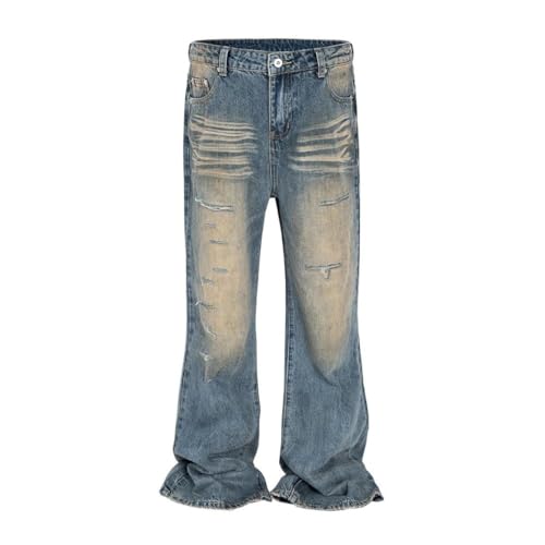 Men’s Vintage Washed Yellow Mud Baggy Jeans, Streetwear, Straight Loose Denim Trousers, Oversized2