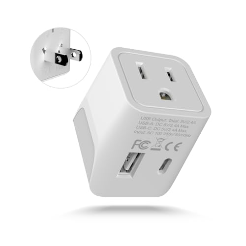 Image of Ceptics Japan, Philippines Travel Adapter Plug with USB-A + USB-C - Usa Input - Type A - Ultra Compact (CTU-6) - Perfect for Cell Phones, Laptops, Camera Chargers