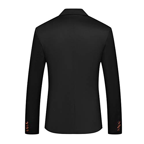 YOUTHUP Blazer Homme Veste de Costume Slim Fit Un Bouton Veston Blazer Homme Elégant Formel Casual décontracté Business Soirée, Noir, L - Image 3