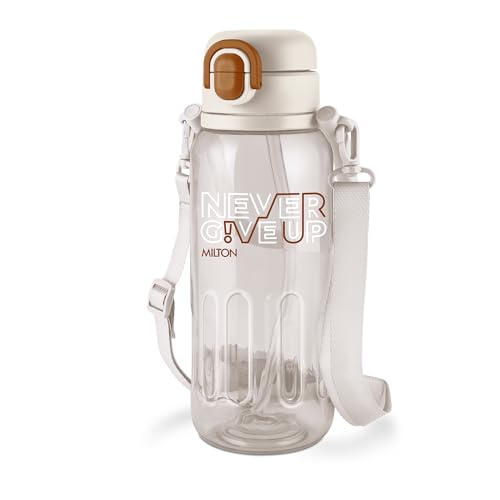 Image of MILTON Regan 1000 2-in-1 Lid Sip or Gulp Water Bottle 1 ltr | Sturdy Handle And Strap | BPA Free| Food-Grade | One-Touch Open | Leak-Proof | Ideal for Office, School, College, Gym, White