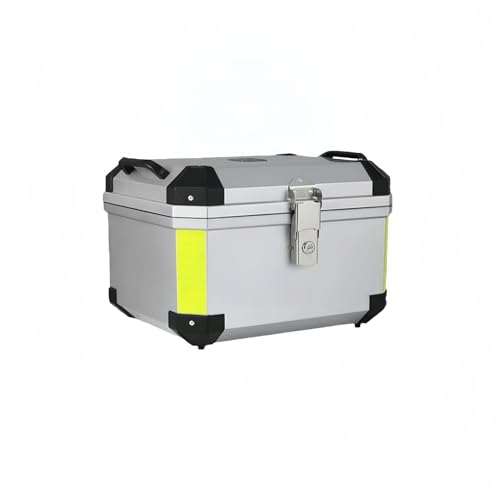 バイク用リアボックス 57L 大容量・取り外し可能設計・防水防塵仕様 | フルフェイス収納対応・スクーター/原付向けヘルメット収納ケース | ABS樹脂+304ステンレス素材・耐衝撃構造・銀色