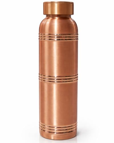 Image of Pure Copper Water Bottle 950ml - Ayurvedic Tamra Jal Bottle, Boosts Immunity, Improves Digestion, Leakproof Copper Bottle for Home, Office, Gym & Travel