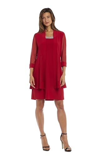 Image of R&M Richards Women's Petite Glitter Trim Jacket Dress