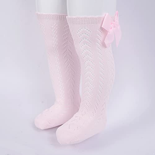 Baby Girls Princess Bowknot Socks Knee High Socks Breathable Stretchy Knit Stockings4