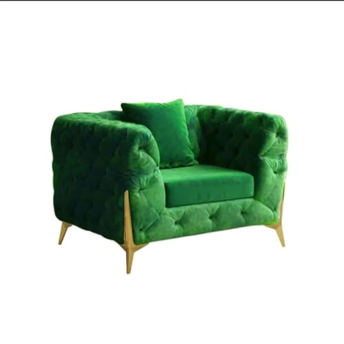 Image of A to Z Furniture Modern Classic Fabric & Valvet Tufted Chesterfield Sofa Living Room and Office (3+1= 4 Seater Sofa Set with Footrest Green)